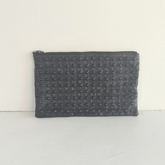 TOP SHOP | Black Leather Studded Clutch Bag Purse